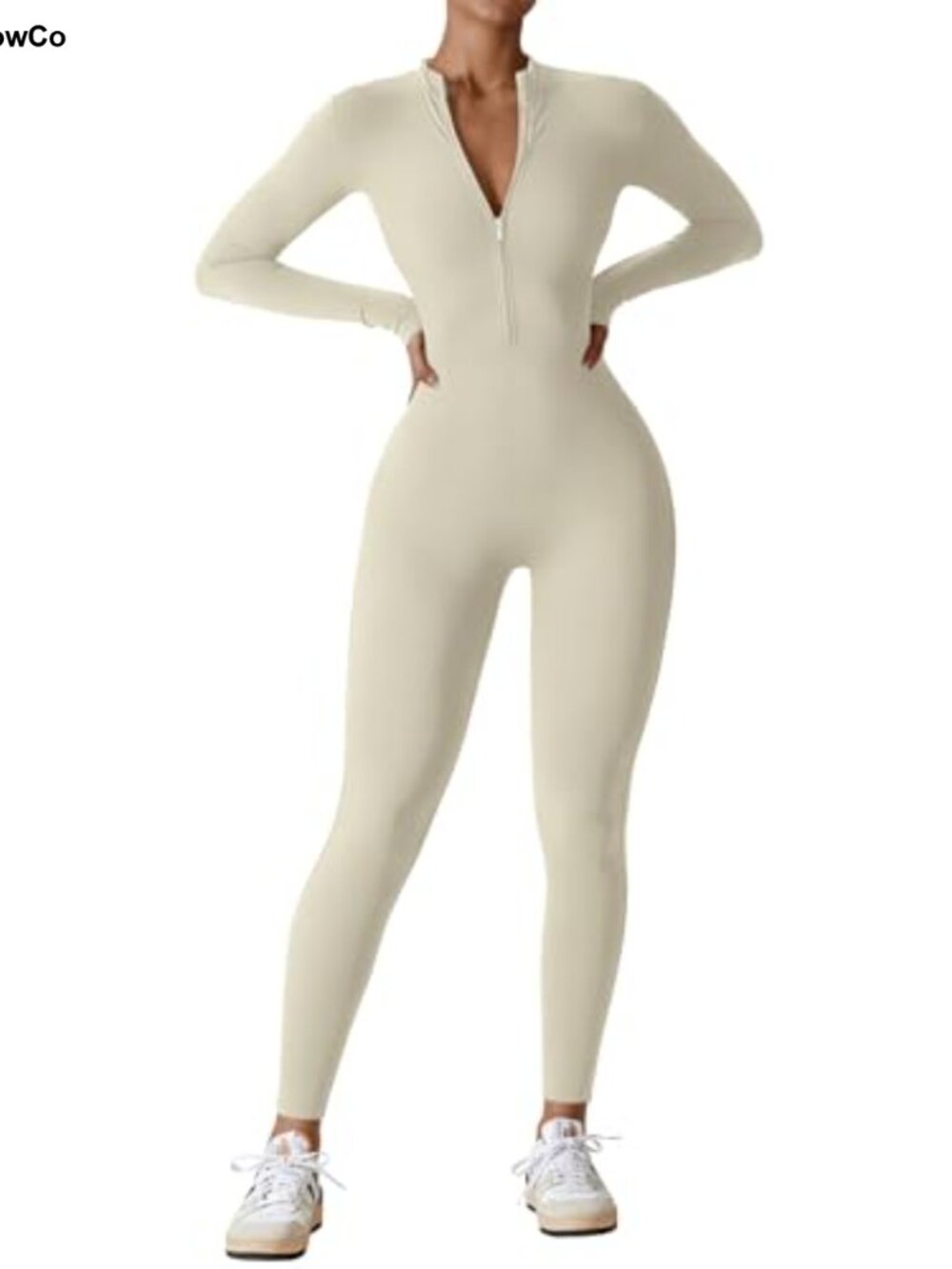 Women Long Sleeve Zip Up Jumpsuit Romper Nylon Spandex Bodycon One Piece